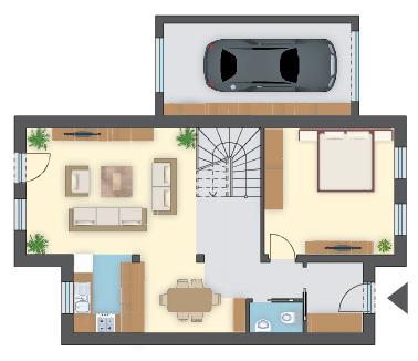 Projekt domu z przyległym garażem, 4 sypialnie, komfortowy