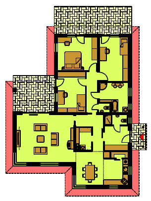Kontrast kamienia i bryły domu, 3 sypialnie, kuchnia z jadalnią 21 m² i zadaszony taras