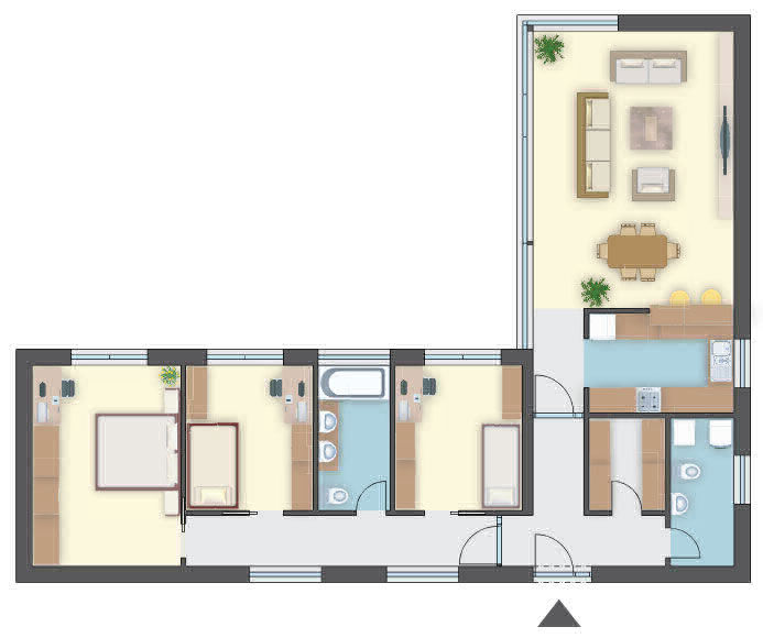 Elegancki, nowoczesny design - 3 sypialnie, salon z kuchnią 42,3 m² i 2 łazienki