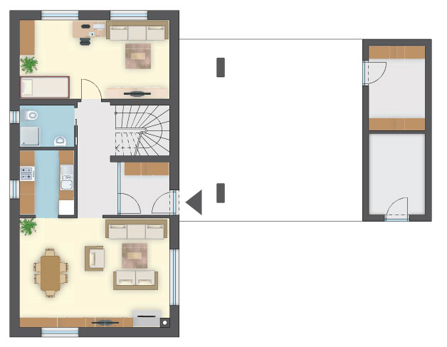 Dom dla wymagających, projekt z pokojem gościnnym o pow. 18 m², dla 6-os. rodziny