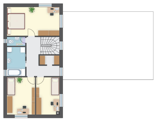 Dom dla wymagających, projekt z pokojem gościnnym o pow. 18 m², dla 6-os. rodziny